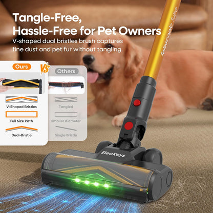 Cordless Vacuum Cleaner, Upgraded 580W 48KPA 65Mins Vacuum Cleaners for Home, Stick Vacuum with Self-Standing and Touch Screen, Anti-Tangled Handheld Vacuum for Pet Hair, Floors, Carpets, K10